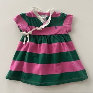 Ralph Lauren 6 Months Baby Girl Pink Stripe Wrap Dress NWT Spring Summer